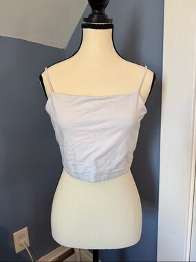 Double lined White Soft Stretch Spaghetti Strap Cropped Tank Top